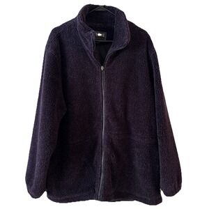 Vintage Pacific Trail Sherpa Fleece Jacket Men's XL Purple Full Zip Outdoor Warm